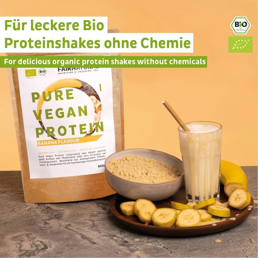 Organic vegan protein powder banana without soy