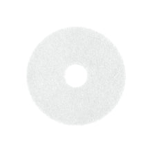 Ein weißes, rundes Arcora Superpad Weiss der Arcora International GmbH, das zum Trockenpolieren bis 400 U/min oder zum Auftragen von Wachsen/Ölen auf Parkett/Kork konzipiert ist, wird mit einem zentralen Loch auf einem schlichten weißen Hintergrund gezeigt.