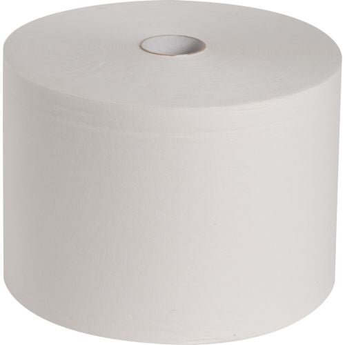 A large, white WypAll® L20 EXTRA wiper big roll from Kimberly-Clark GmbH, with 1,000 wipes on a roll, presented against a plain white background.