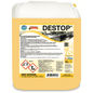 A 1-liter bottle of Arcora Destop Alkaline Disinfectant Cleaner from Arcora International GmbH, labeled with hazard symbols and safety instructions, is ideal for professional cleaning in food areas and large kitchens.