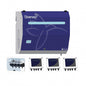 The DF10M (IoC) 6 pump main unit from Diversey Deutschland GmbH & Co. OHG is a blue-gray, wall-mounted dosing system with a logo, control modules, and a component with four valves for up to 8 washing machines in laundries.