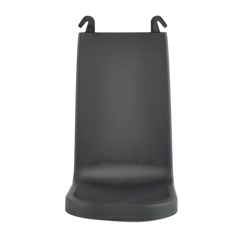 The IntelliCare drip tray from Diversey Deutschland GmbH & Co. OHG is a black, curved plastic stand with two hooks, designed for upright placement and offering a sleek, minimalist look that ensures cleanliness and safety in any environment.