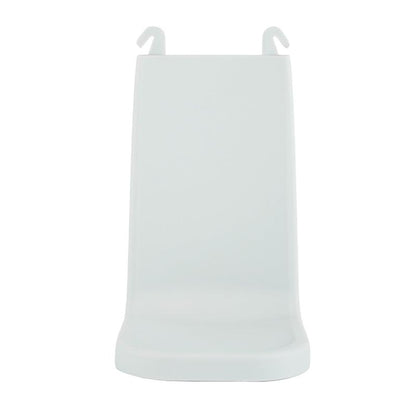 The IntelliCare drip tray from Diversey Deutschland GmbH & Co. OHG features a white plastic design with a smooth surface, a slightly inclined backrest, and two upper hooks for secure attachment, ensuring cleanliness and safety in various environments.