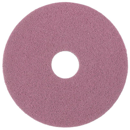 The Diversey Twister Pad Pink for vinyl floors from Diversey Deutschland GmbH & Co. OHG is a circular, pink cleaning pad with a rough texture and central hole, photographed against a white background.