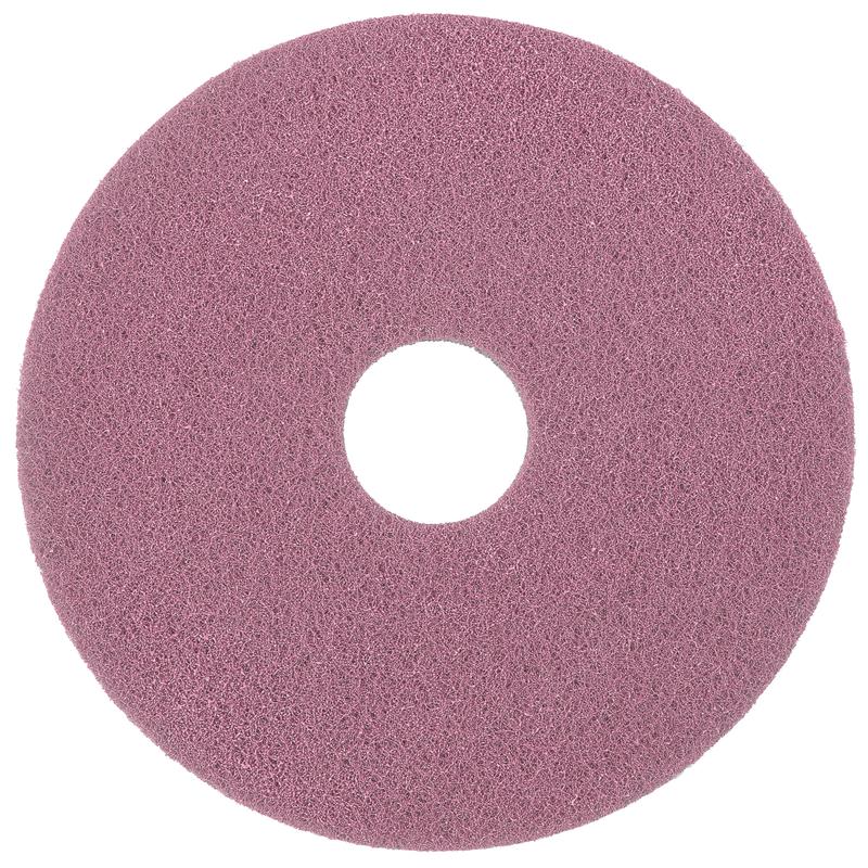 Das Diversey Twister Pad Pink für Vinylböden von Diversey Deutschland GmbH & Co. OHG ist ein kreisförmiges, pinkfarbenes Pad mit grober Textur und zentralem Loch, das von oben auf weißem Hintergrund zu sehen ist - perfekt für die Reinigung von Vinylböden.