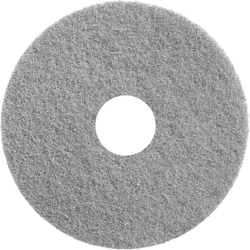 The Diversey Twister Pad Grey for polishing coated hard floors from Diversey Deutschland GmbH & Co. OHG is a round, gray, textured pad with a central hole, depicted from above on a white background.