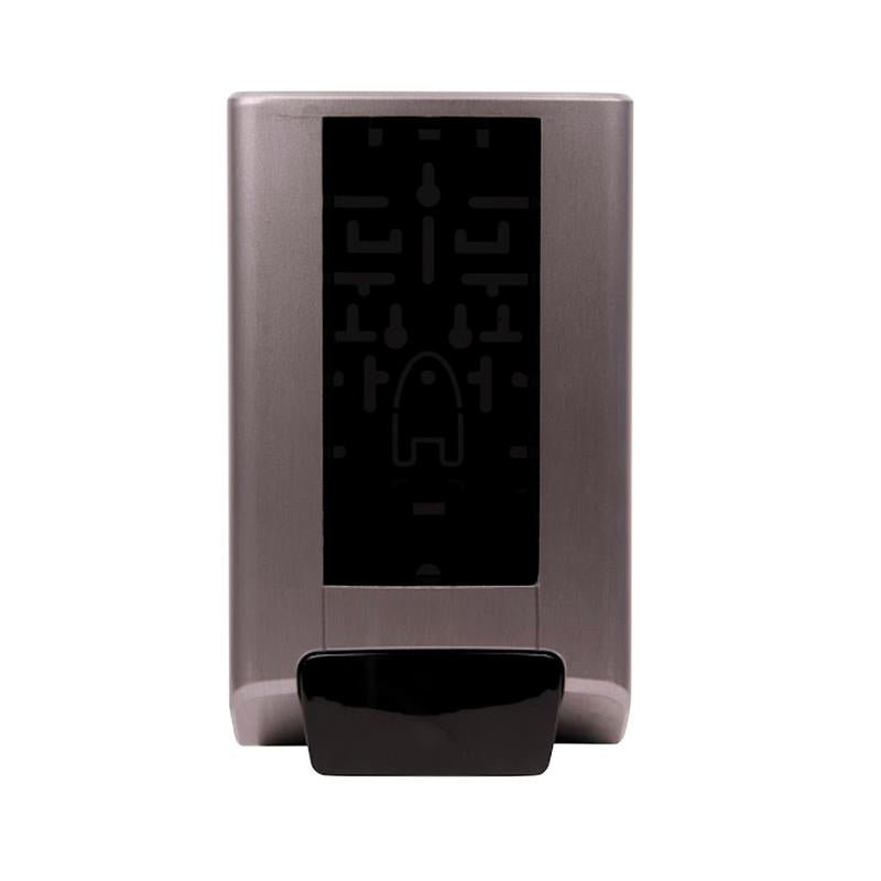 The Diversey Deutschland GmbH & Co. OHG IntelliCare manual dispenser 1 piece made of stainless steel with a black sensor area ensures hygienic use and is depicted on a white background.