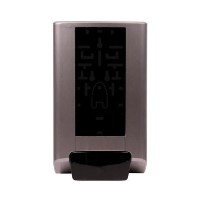 The Diversey Deutschland GmbH & Co. OHG IntelliCare manual dispenser 1 piece made of stainless steel with a black sensor area ensures hygienic use and is depicted on a white background.