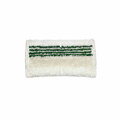 The Arcora Doppelmopp 2.0 Micro-Plus with Microrand 40 cm from Arcora International GmbH is a rectangular white mop with a beige middle stripe and three green lines, showcasing the innovative Microrand technology on a plain white background.