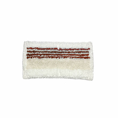 The Arcora Doppelmopp 2.0 Micro-Plus with Microrand 40 cm from Arcora International GmbH is a rectangular white mop with horizontal red stripes on the top, a plain white underside, and a textured surface with Microrand technology.