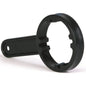 The Dr. Schumacher canister key (1 piece) from Dr. Schumacher GmbH is a black plastic tool with a notched, round end and a flat handle, ideal for loosening round fastenings like water filter housings. Pictured on a white background.