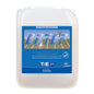 The DR.SCHNELL ONTOP floor coating 10 liter canister is a white plastic container with a blue label, screw cap, and note on high durability. Ideal for environmentally friendly floor care by DR.SCHNELL GmbH & Co. KGaA.