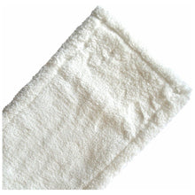 A close-up of the Arcora Flat Press Mop Original White, a 40 cm long microfiber cloth from Arcora International GmbH made of special polyester with stitched edges - perfect for professional cleaning and use in flat press mop systems (pack of 75 pieces).