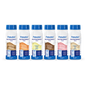 Six bottles of Fresubin Protein Energy Drink mixed carton 200 ml from Fresenius Kabi Deutschland GmbH, each with a blue cap and different flavors (Cappuccino, Strawberry, Vanilla, Chocolate, Neutral), are arranged side by side in a 6-pack carton.