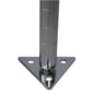 Close-up of the Novocal base plate - perfect for securely fastening free-standing shelves to the floor. The image shows detailed views of the triangular base with three holes, which is supplied as a single pack (1 piece) by Novocal.