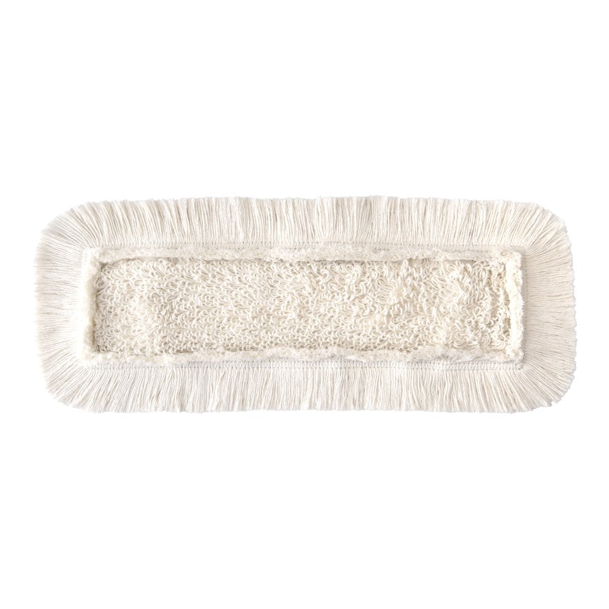 The Arcora First Mop Blue from Arcora International GmbH is a rectangular mop head with a textured center and fringed edges, perfect for maintenance cleaning of various floor coverings, shown flat on a white background.