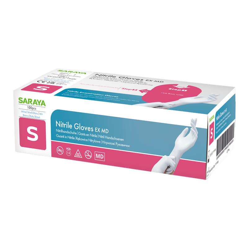 Saraya nitrile disposable gloves EX MD white