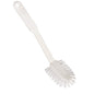 The Haug Bürsten KG DISHWASH BRUSH OVAL features stiff 0.40mm white Nylon 6.6 bristles and a long handle with a hanging hole (270x65x20mm), ideal for efficient kitchen cleaning and scrubbing dishes or surfaces.