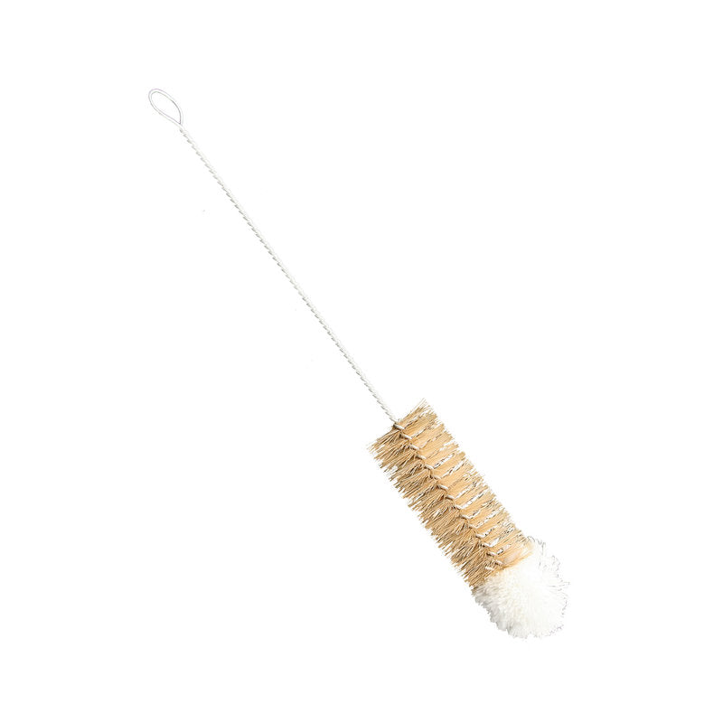 The WOOL DUSTER BRUSH, PURE BRISTLE/COTTON from Haug Bürsten KG has a twisted wire handle, stiff yellow bristles in the middle, gentle white tip bristles, ideal for gentle cleaning of wool and cleaning of narrow containers.