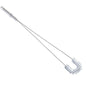 The Haug Bürsten KG PIPE BRUSH, U-SHAPE, with white PBT bristles (Ø0.35mm), 570xØ30x90mm, is designed for cleaning double-sided surfaces on bottles and containers.