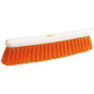 The ANTI BAC FLOUR BROOM from Haug Bürsten KG is a white plastic broom with densely packed, soft, orange PBT bristles (0.25 mm) and an antibacterial coating on a white base.