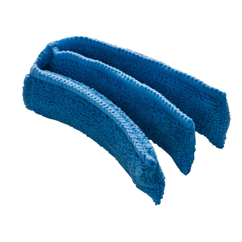 The Haug Bürsten KG REPLACEMENT COVER BLIND CLEANER FOR ART. 8477 is a blue microfiber tool with curved, padded arms for cleaning blinds and features easily replaceable covers for convenient maintenance.