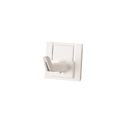 The REPLACEMENT HANDLE HOLDER HOOK 42x32x31mm from Haug Bürsten KG is a small, white plastic wall hook with a square base, perfect for organizing tools or mounting tools. Suitable for use with Art.8699. Photographed on a simple white background.