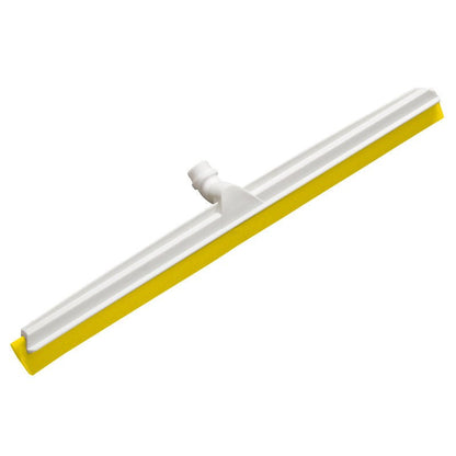 The Haug Bürsten KG JOINT WATER SQUEEGEE 2-lipped food-safe (620x53x25mm) has a white housing, a yellow, food-safe rubber blade, and a thread for the handle, depicted on a plain white background.