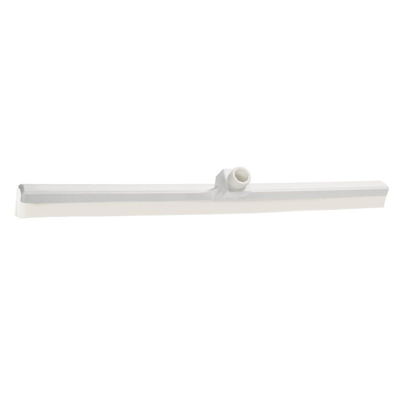 The Haug Bürsten KG WATER SQUEEGEE, FOOD GRADE, DOUBLE LIP WHITE (620x35x25mm) is a food-safe white squeegee head with double lips and a central handle attachment - perfect for the catering industry, depicted on a simple white background.