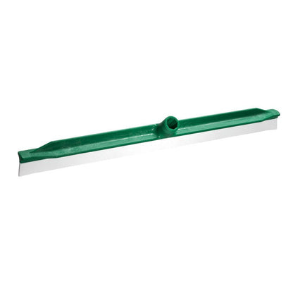 The WATER PUSHER WITH MOLDED LIP from Haug Bürsten KG is a green floor wiper with a white rubber blade, central attachment point, and molded lip for easy floor cleaning, shown isolated on a white background.