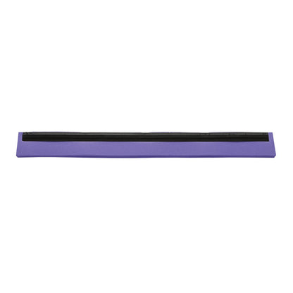Die Haug Bürsten KG ERSATZ-GUMMILIPPE, 2-LIPPIG (420x20x22mm) ist eine violette, rechteckige Handgelenkauflage mit einem schwarzen Streifen auf der Oberseite, die für eine ergonomische Tastaturunterstützung konzipiert ist.