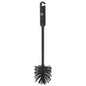 The Haug Bürsten KG ESD pipe brush, Nylon 6.0, black (Ø0.50mm medium), 320xØ70x30mm, has a round bristle head and a long handle with a hook - perfect for medium cleaning tasks.