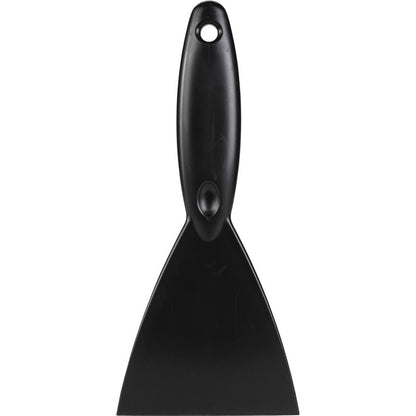 The SPACHTEL,PP, 250x110X18MM from Haug Bürsten KG is a black spatula with a wide flat blade and hanging hole, depicted on a white background - ideal as a high-quality tool for many tasks.