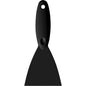 The Haug Bürsten KG putty knife polyamide black 250x110x18mm features a wide, flat blade, a handle with a hanging hole, and a textured grip - ideal for various renovation projects.