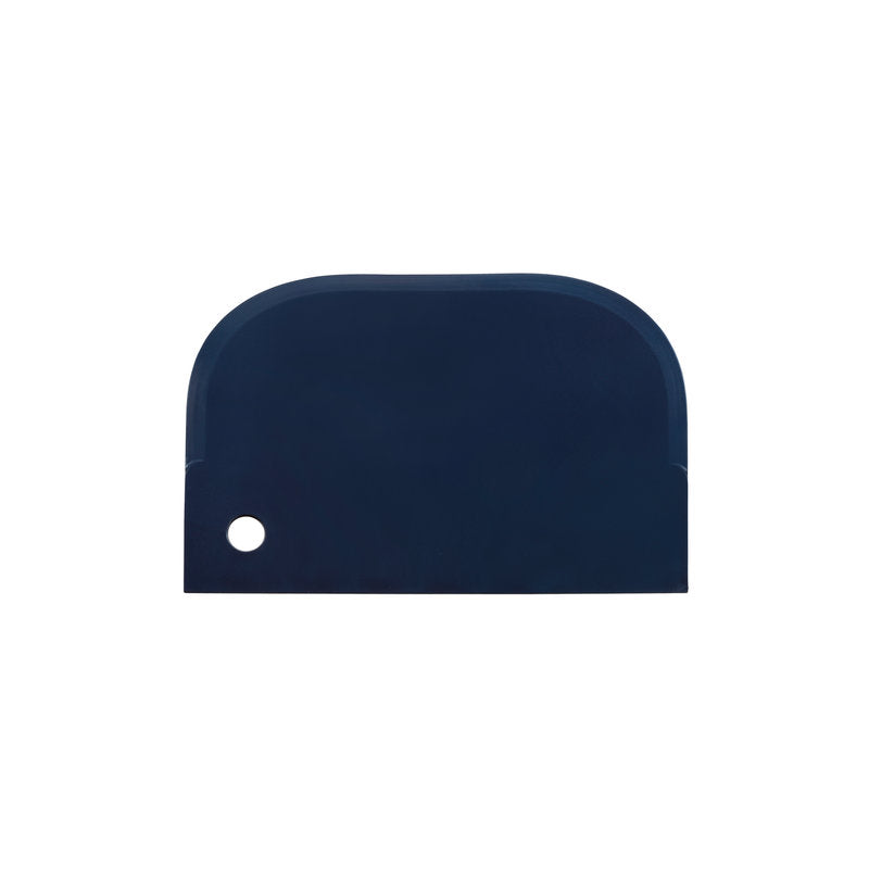 The METDEC PREM. SMALL SCRAPER from Haug Bürsten KG is a flexible, blue polypropylene scraper (150x97 mm) with rounded corners and a hole - ideal for versatile applications.