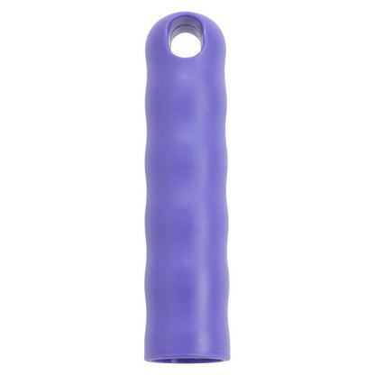 The HANGING CAP FOR ALL HANDLES M.OUTER-ø 25MM from Haug Bürsten KG is a purple, cylindrical silicone grip with wavy texture and a hole for storage, size 125xø30mm, depicted on a white background.