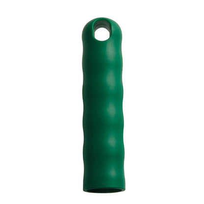 The HANGING CAP FOR ALL HANDLES M.OUTER-ø 25MM (125xø30mm) from Haug Bürsten KG is a green, cylindrical plastic grip with finger grooves and a hole for hanging/storing, suitable for 25mm handles. Depicted upright on a white background.