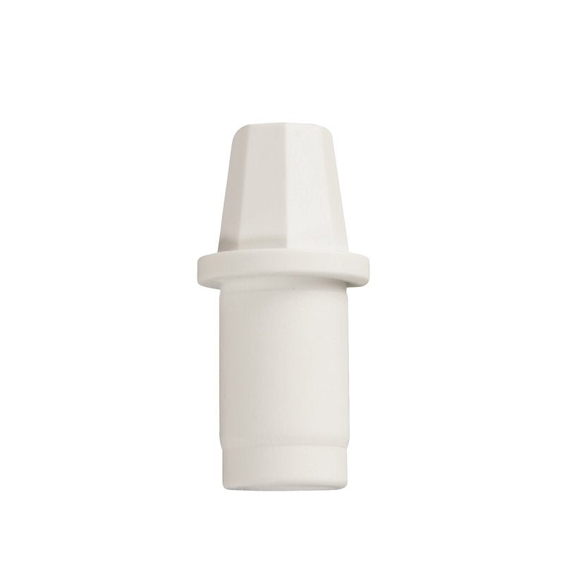 The CONE FOR OUTSIDE-ø 25MM, WHITE 61Xø 30MM from Haug Bürsten KG is a white plastic plug with a cylindrical base, hexagonal top, and collar ring, shown on a white background.