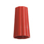 A red OUTER CAP NUT Ø 25MM from Haug Bürsten KG (Model: 74XØ 42MM), similar to a ribbed plastic wire connector, has an open thread at the bottom and a closed top and is typically used for connecting electrical wires.