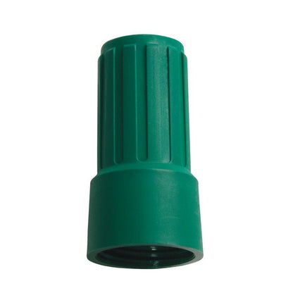 The NUT FOR ADAPTER E1100019 from Haug Bürsten KG ensures a robust connection with its ribbed top and smooth bottom, standing upright in front of a white background.