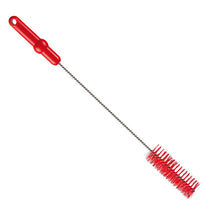 The PIPE BRUSH, ø 0.50MM MEDIUM, 500Xø40MM from Haug Bürsten KG features stiff bristles and a long metal handle - perfect as a cleaning brush for pipes for thorough pipe cleaning. Pictured with a red handle against a white background.