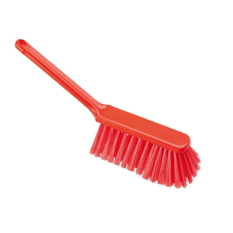A HAND BROOM from Haug Bürsten KG with PBT slit ø 0.25mm soft bristles (310x40x50mm) is depicted on a white background.