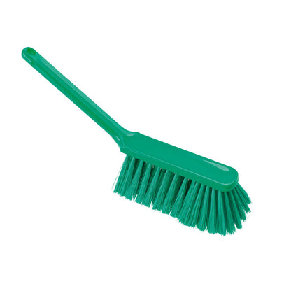 The HAND BROOM, PBT SLIT ø 0.25MM SOFT 310X40X50MM from Haug Bürsten KG features soft synthetic bristles and a long handle, depicted on a white background.