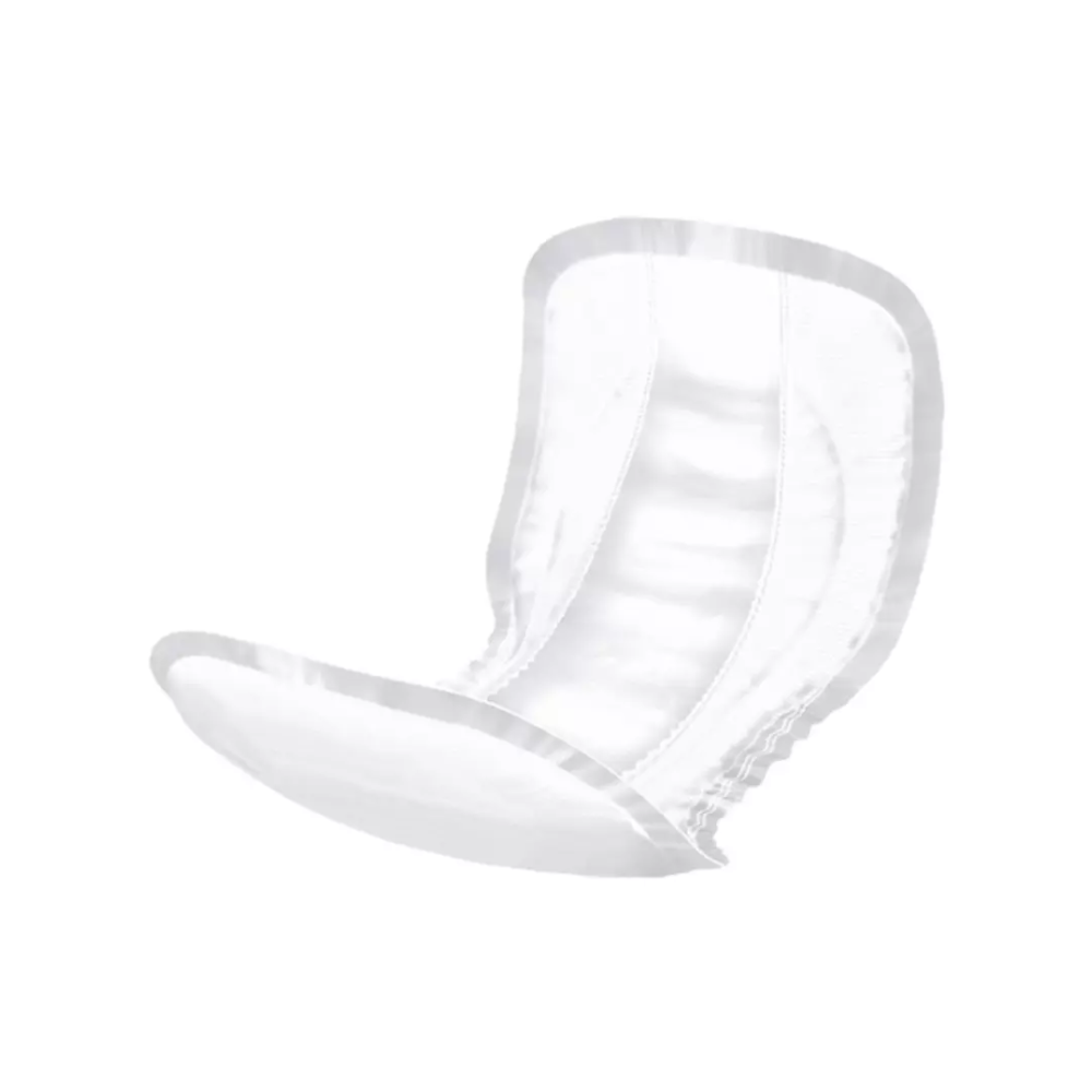 A white Hartmann MoliCare Form Night incontinence pad | Pack (30 pieces) from Paul Hartmann AG with contoured edges, specifically the Hartmann MoliCare Form Night, is displayed against a plain white background. The pad appears to be very absorbent and was developed for female hygiene, ideal for the treatment of urine and fecal incontinence.