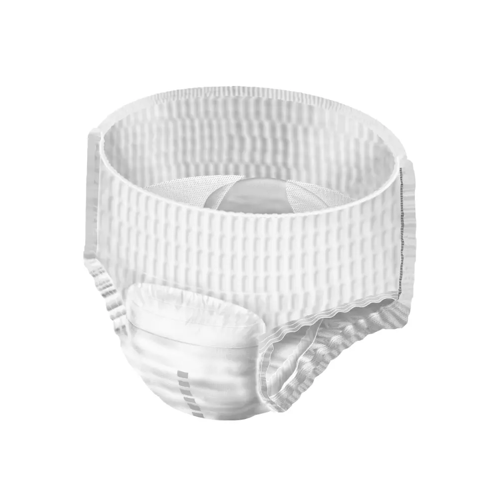 A white hernia support belt made of elastic fabric with Velcro fasteners and a contoured design for a comfortable fit around the abdomen, suitable for moderate bladder weakness, such as the Hartmann MoliCare Pants Day incontinence pants – 30 pieces from Paul Hartmann AG.