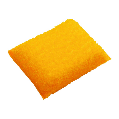 Against a white background stands a large rectangular scouring pad from the company Haug Bürsten KG with a textured surface. Suitable for cleaning, this sponge looks new and unused and is ready for heavily soiled surfaces.