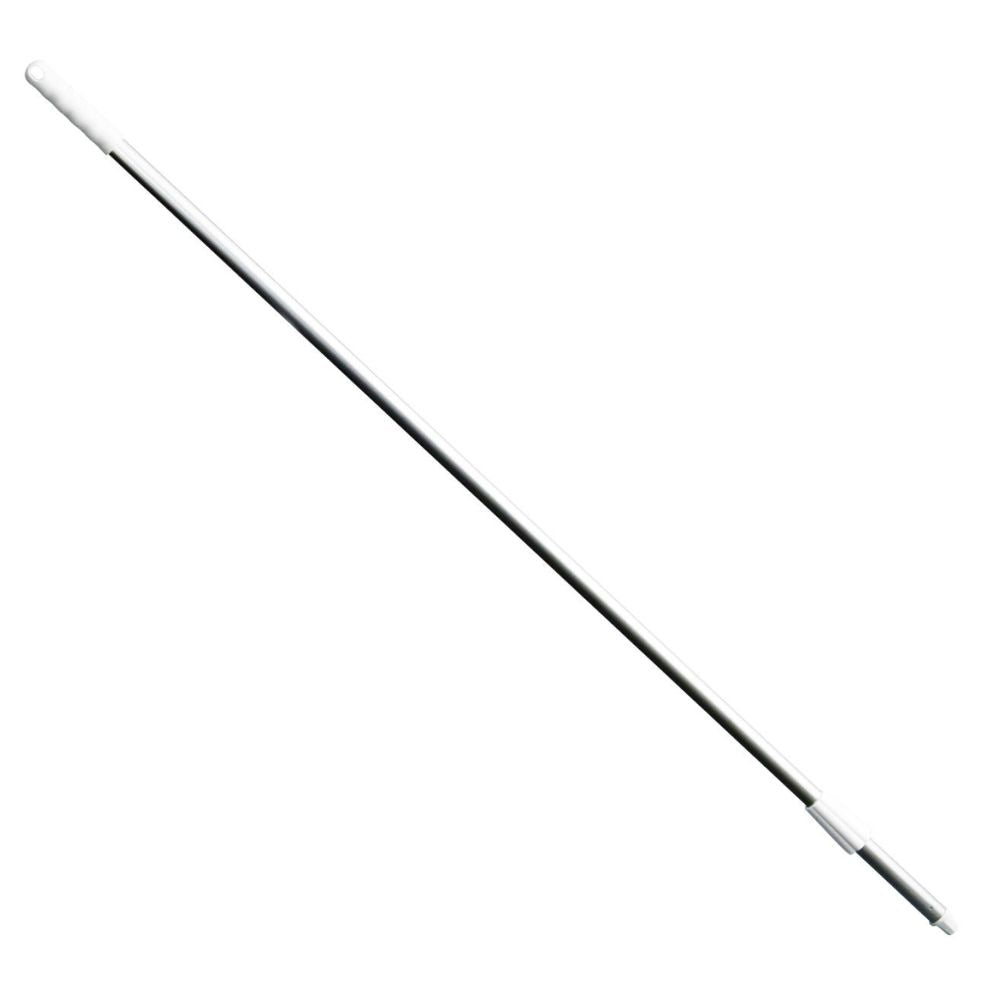 The telescopic rod Haug Alustiel 1450 mm from Haug Bürsten KG is long, white, and HACCP-compliant, with a handle and conical tip.