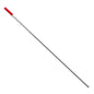 The Haug Bürsten KG aluminum handle, a long, thin tool handle made of aluminum with a red grip and a small hole at the end, is perfect for professional cleaning. It is 1450 mm long, has a diameter of 22 mm, and is delivered as a single piece.