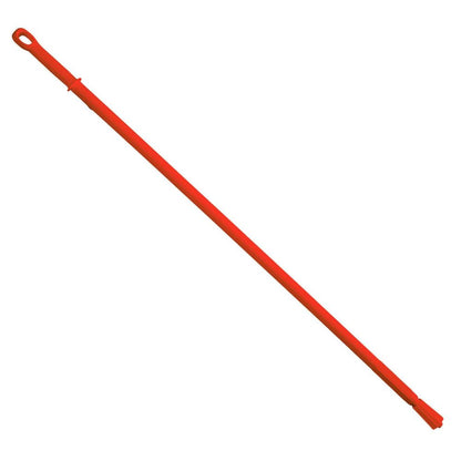 The Haug Bürsten KG Haug plastic handle ergonomic is a long, thin orange rod that has a loop at one end and a split tip at the other end.