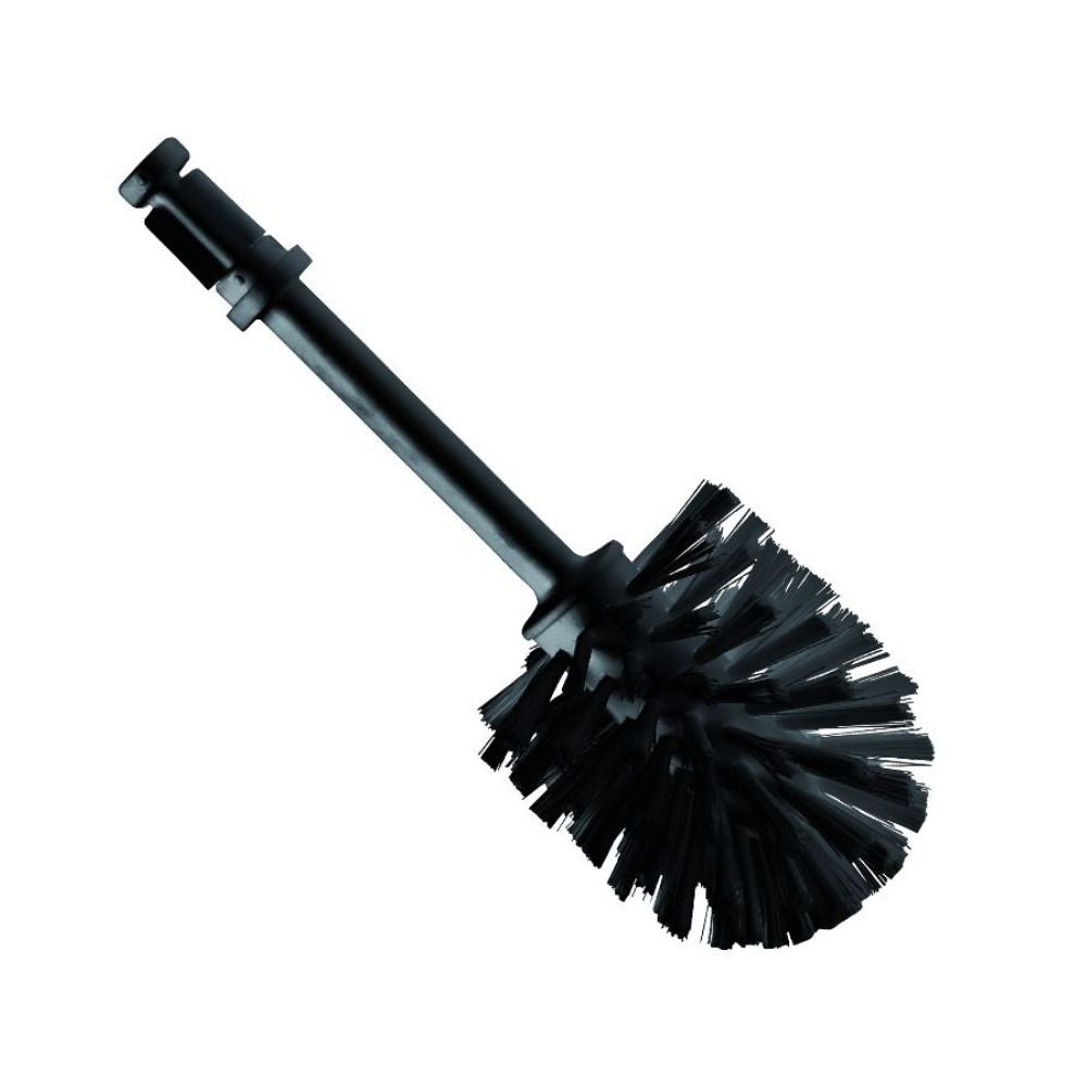 The Haug WC replacement brush head round from Haug Bürsten KG is a durable black toilet brush head made of plastic with stiff bristles and a short handle, ideal for hygienic cleaning of toilet bowls.